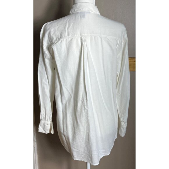 Banana Republic Blouse Ivory Linen Blend Button Up Relaxed Layer Preppy Women XS - Picture 4 of 9